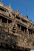 Myanmar - Mandalay, Shwenandaw Kyaung (the Golden Palace) a wonderful example of the Burmese unique teak architecture and wood-carving art. 